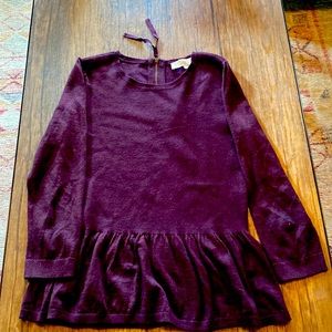 Rich purple 3/4 length sleeve peplum sweater